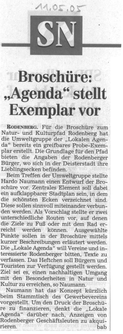Schaumburger Nachrichten vom 11.05.2005