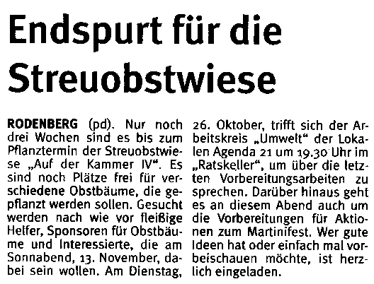 Schaumburger Wochenblatt vom 20.10.2004