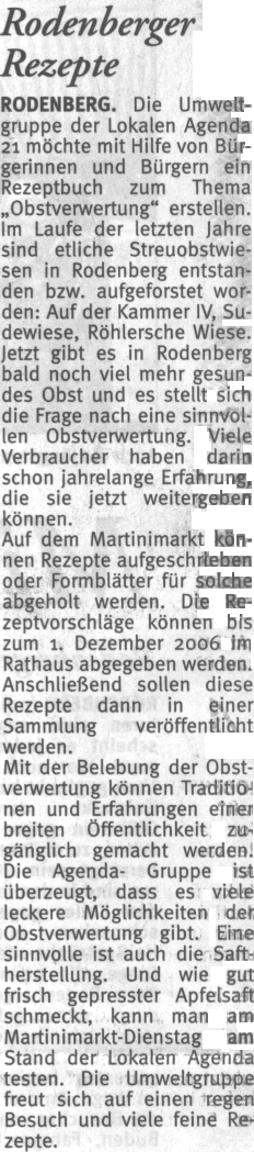 Schaumburger Wochenblatt 04. November 2006, Beilage Martinimarkt