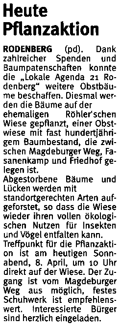 Schaumburger Wochenblatt vom 8. April 2006, Seite 20